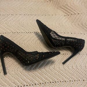 Zara multicolor black mesh point women heels